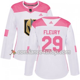 Adidas Maillot de Hockey Vegas Golden Knights Marc-Andre Fleury 29 2017-2018 Blanc Rose Fashion Authentic - Femme